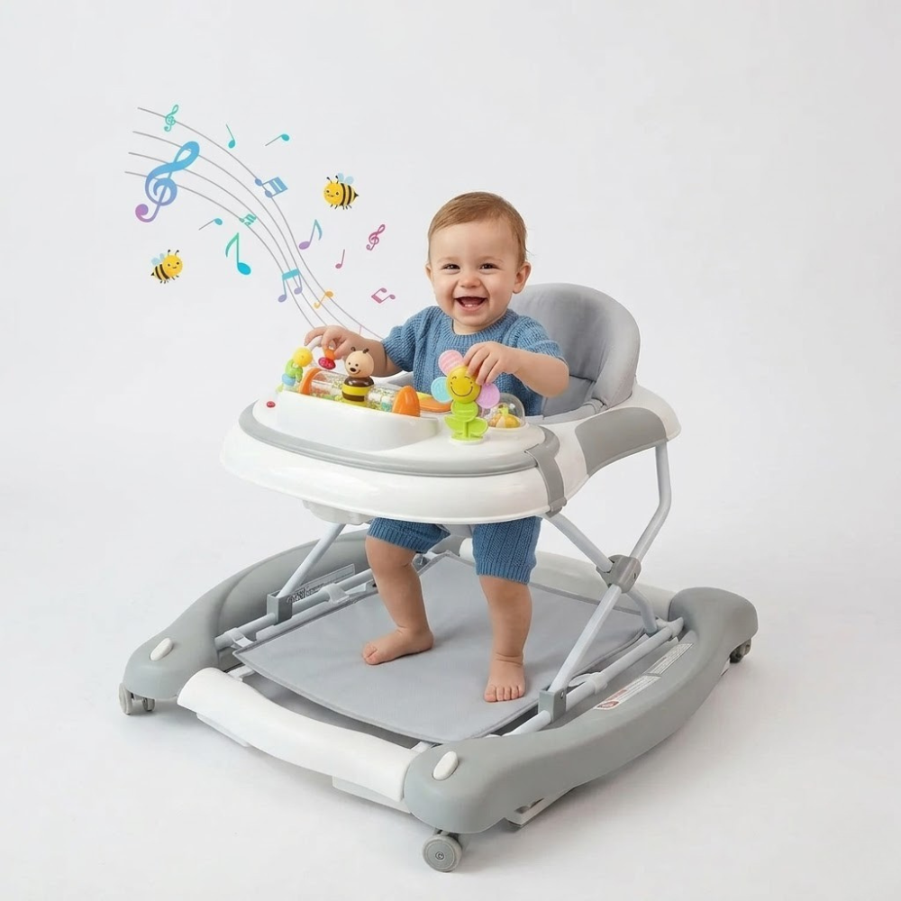 Infants 5 In 1 Foldable Walker With Jumper Rocking Push And Eating Modes
