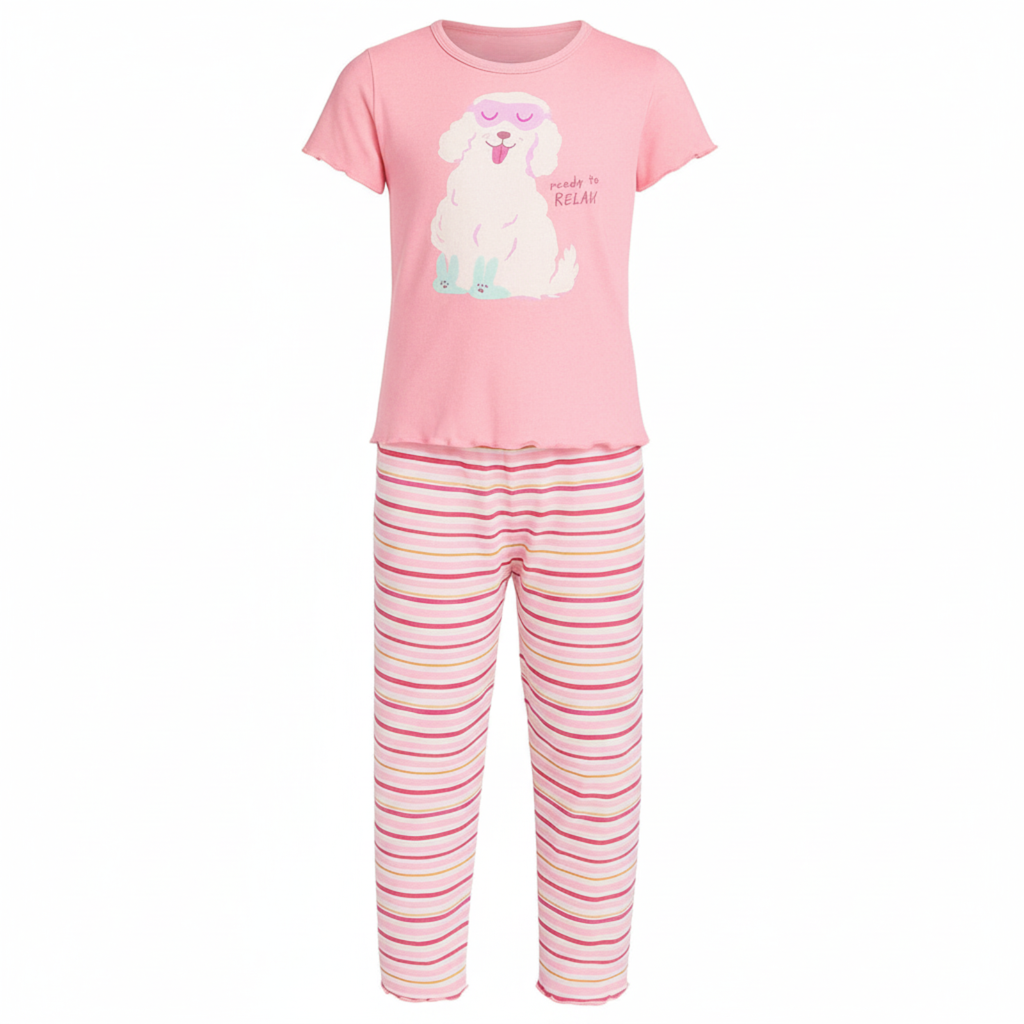 2 Piece Short Sleeve Printed Pajama Set