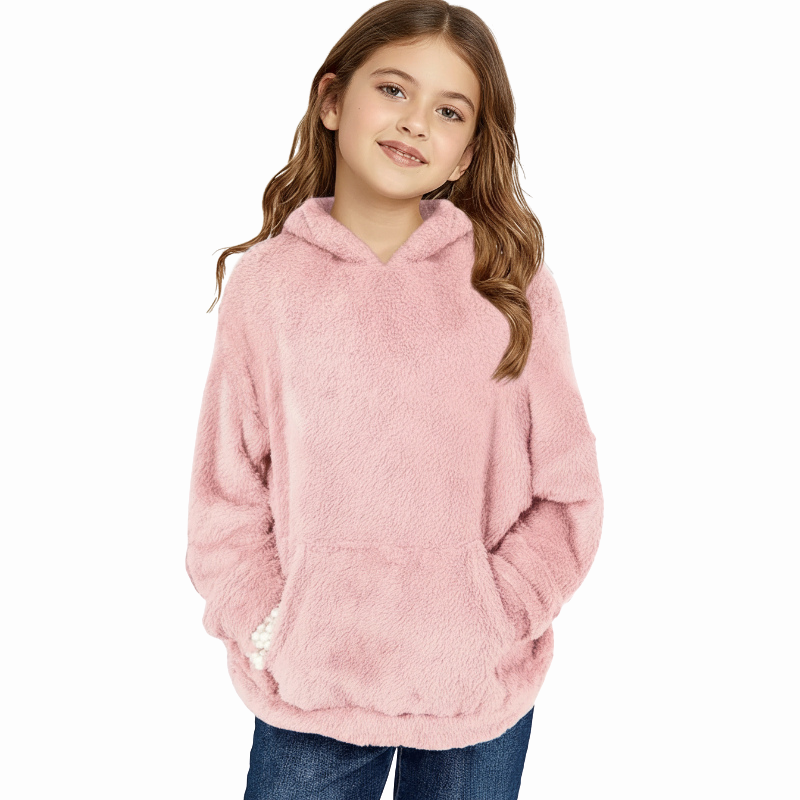 Girls Fuzzy Fleece Pullover Hoodie Sweatshirt