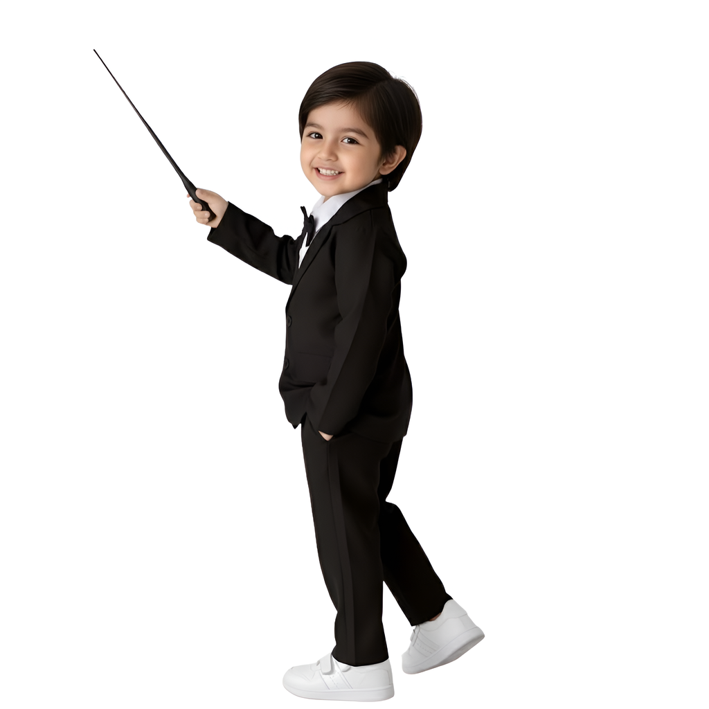 Boys Two Piece Gentleman Suit With Bow Tie And Trousers