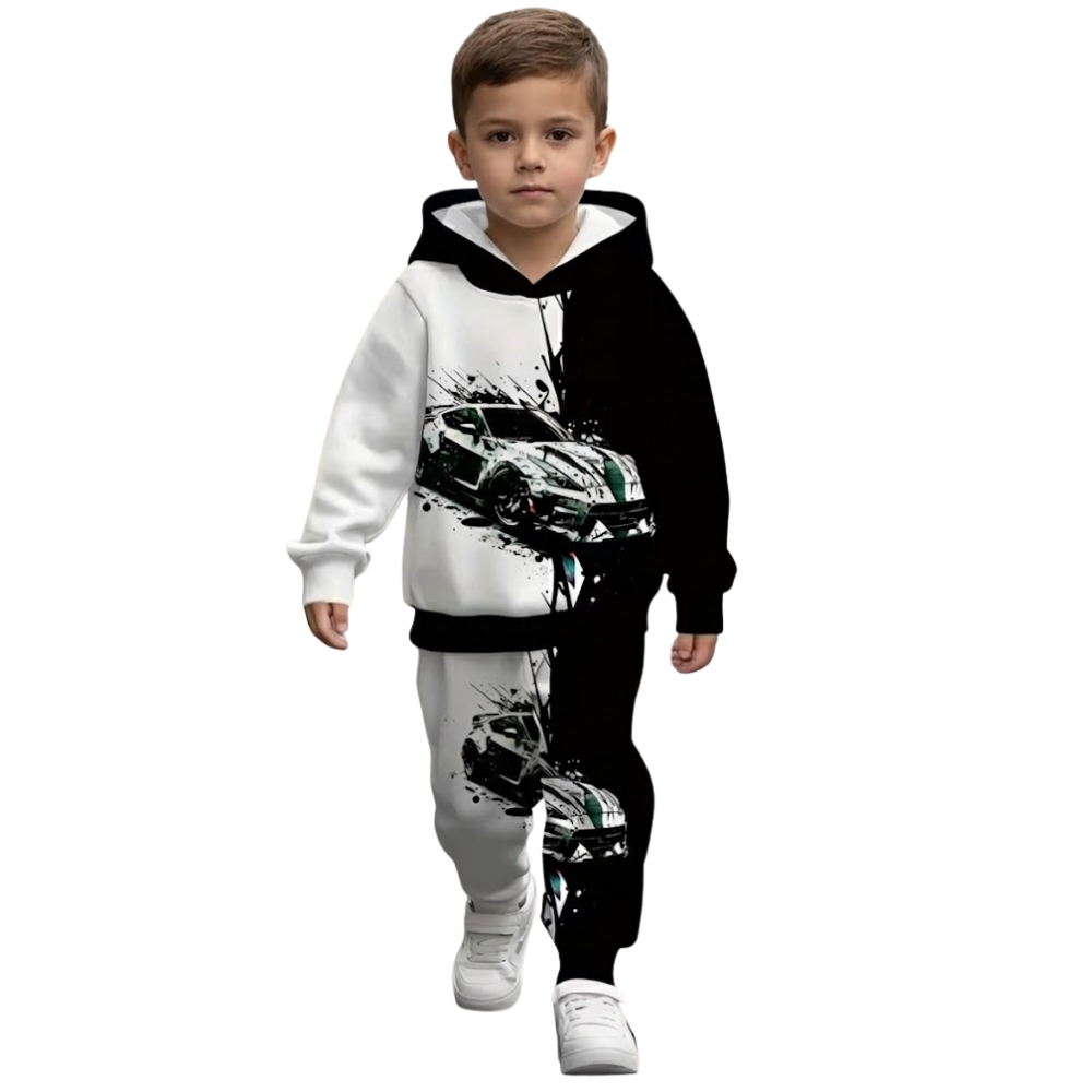 Boys Car Themed Hoodie And Pants Set