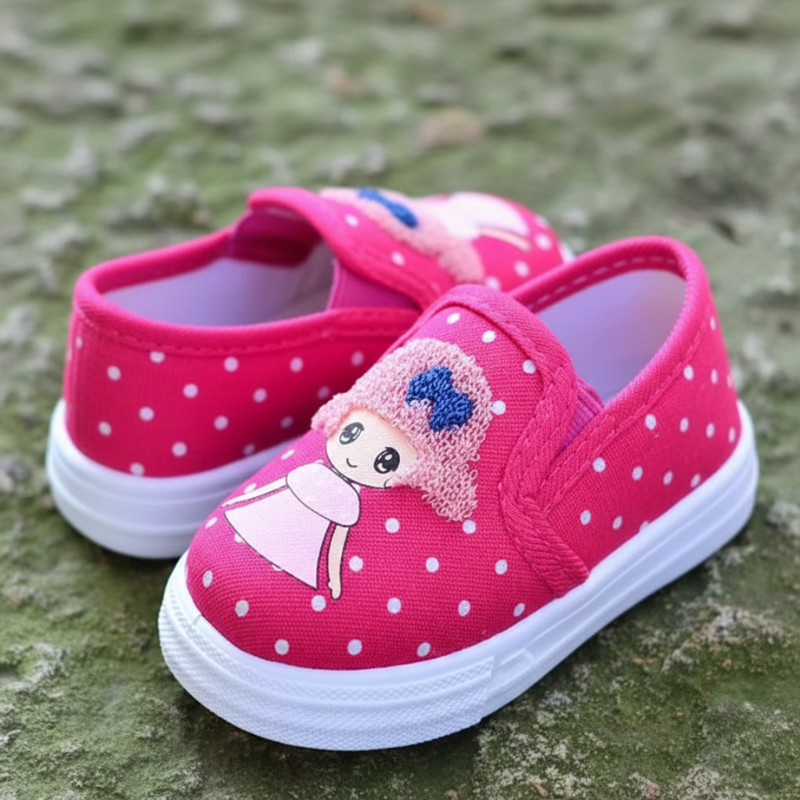 Toddler Girls Polka Dot Canvas Slip On Sneakers