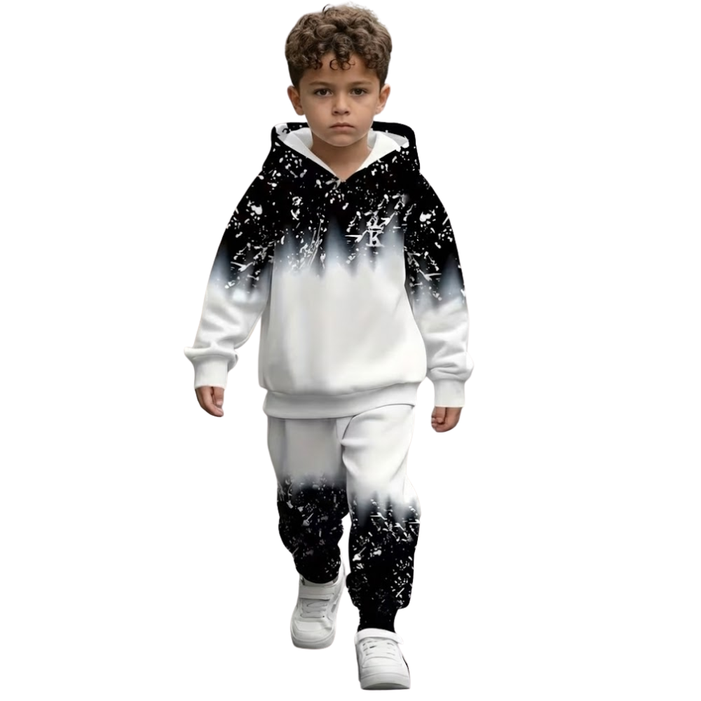 Boys Long Sleeve Printed Hoodie And Pants Set