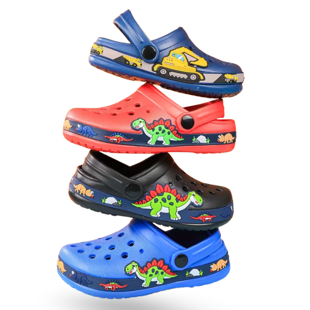 Kids Cartoon Design Garden Shoes With Buckle Closure