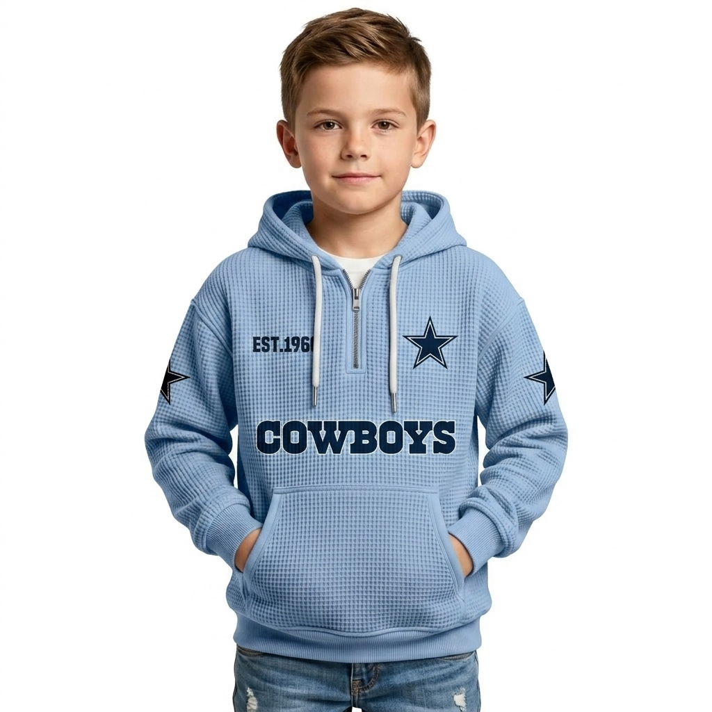 Vintage Star With EST 1960 Printed Quarter Zip Kids Hoodie