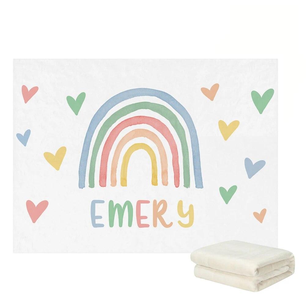 Watercolor Rainbow Name Blanket