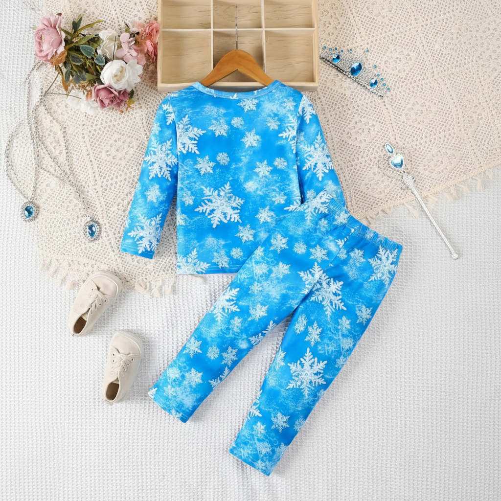 Girls Princess And Snowflake Theme Pajama Set