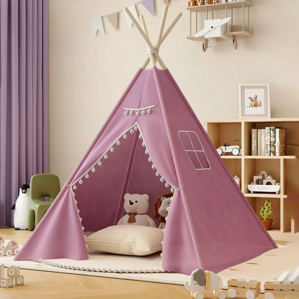 Kids Portable Canvas Teepee Play House