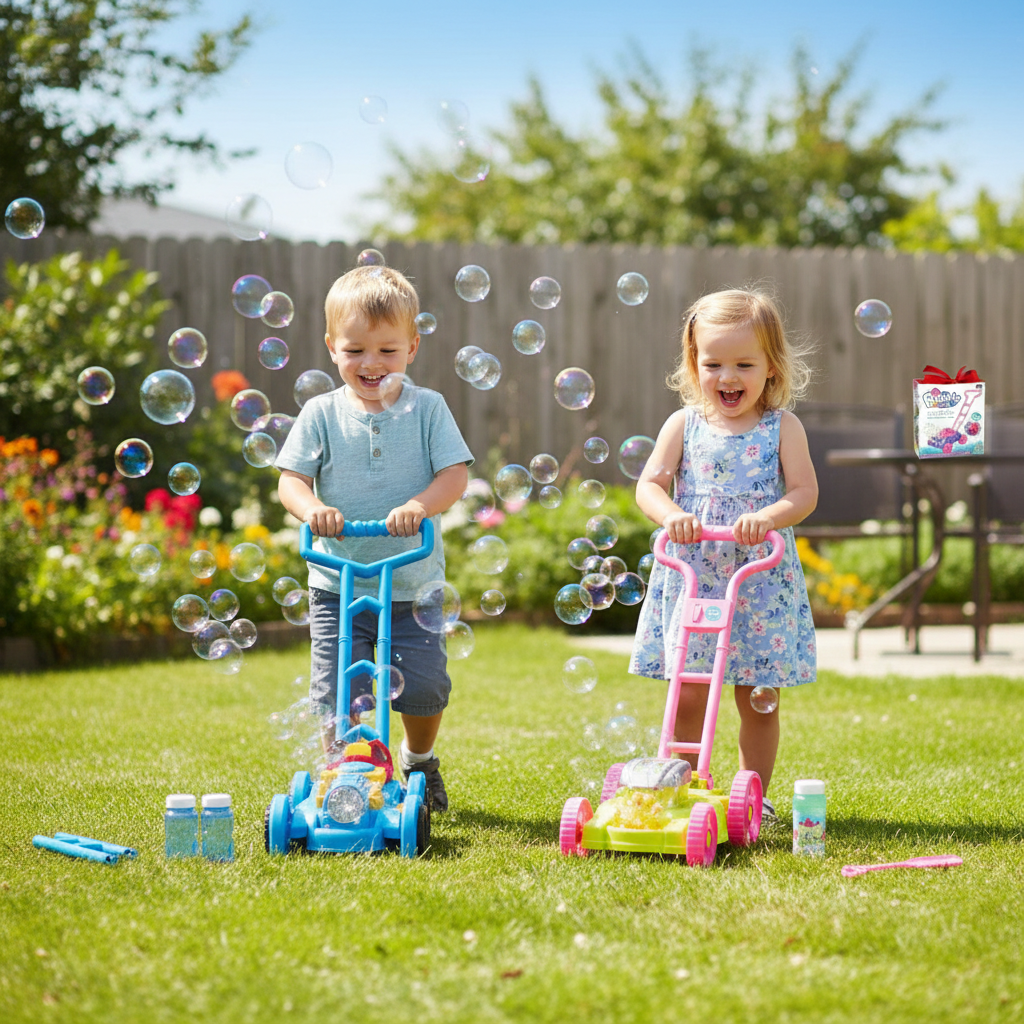 Toddler Lawn Mower Toy With Bubble Maker
