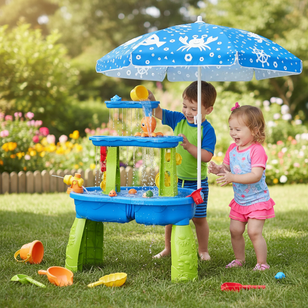 Toddlers Outdoor Splash Water Table With Sand Play Set