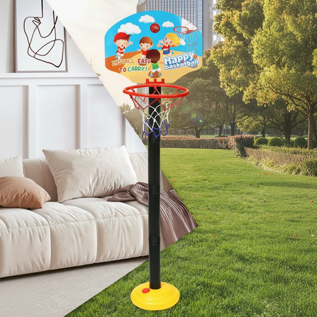 Kids Adjustable Basketball Hoop With Stand And Ball