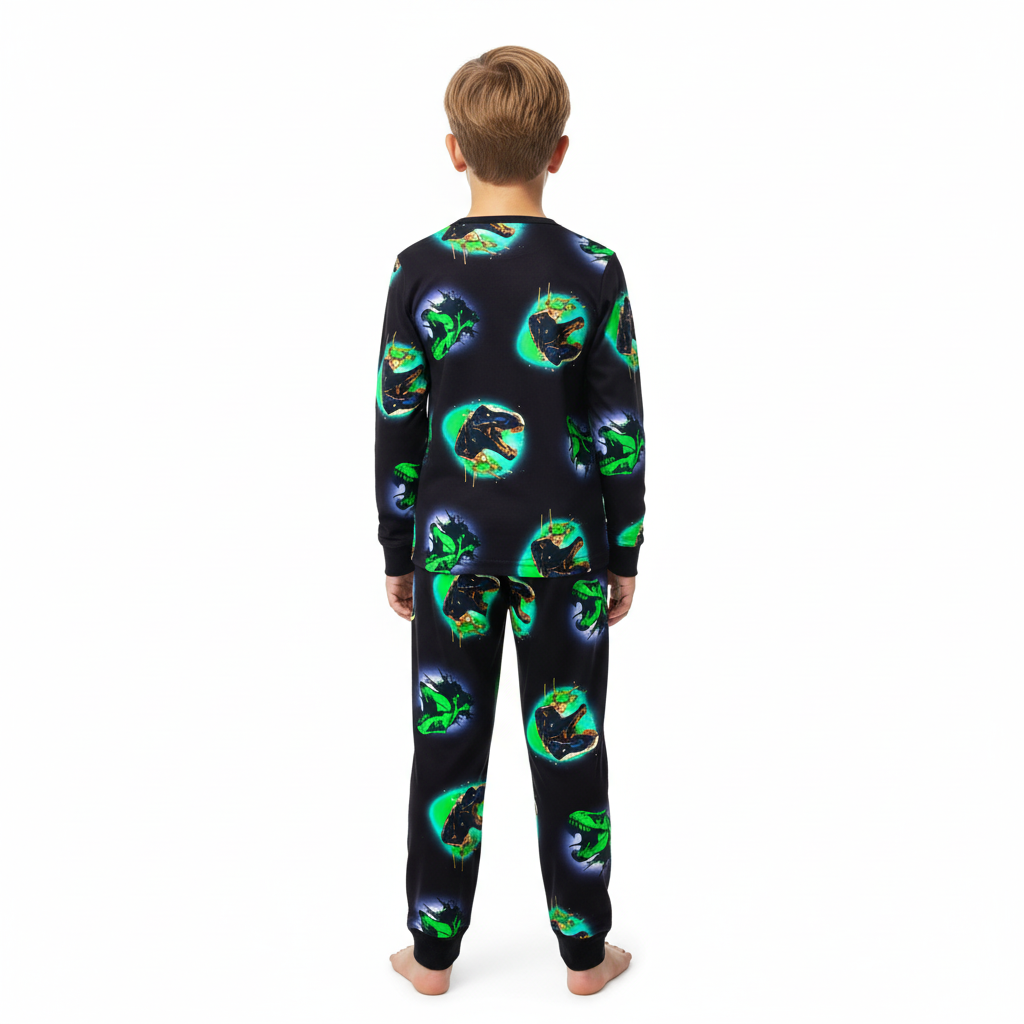 Boys Long Sleeve Dinosaur Print Pajama Set