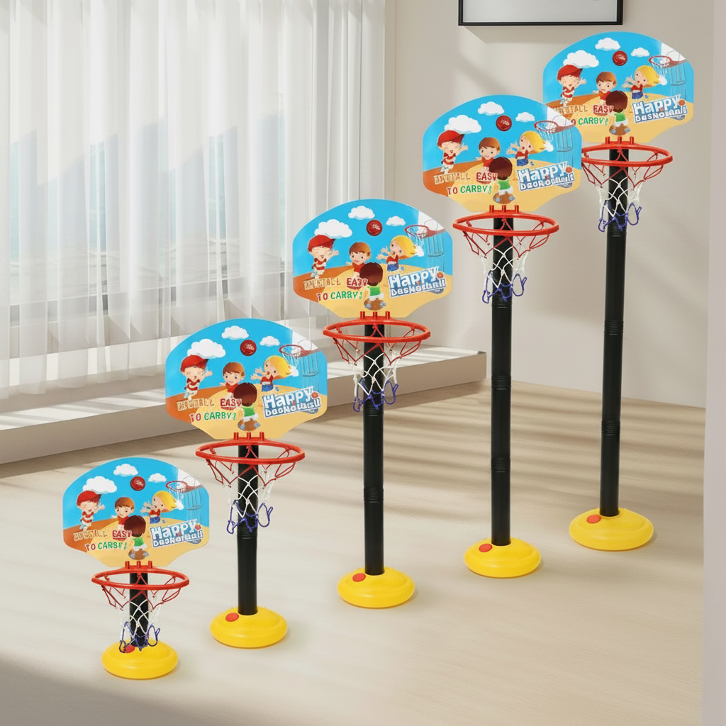 Kids Adjustable Basketball Hoop With Stand And Ball
