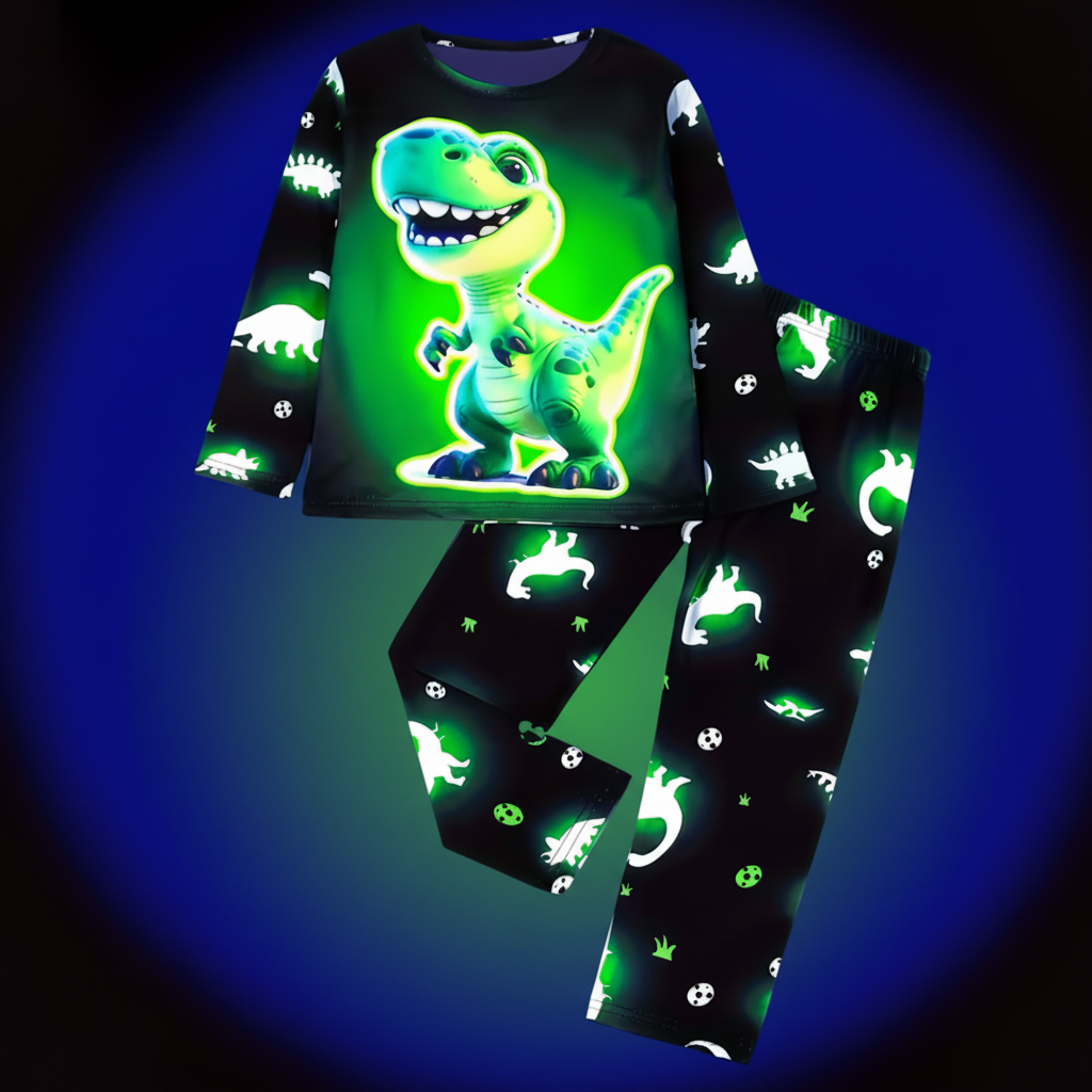 Boys Long Sleeve Dinosaur Print Pajama Set