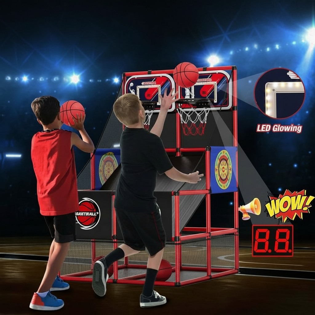 Kids Basketball Arcade Game With Hoop And Balls