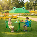 Kids Picnic Table Set With 2 Folding Chairs And Adjustable Umbrella