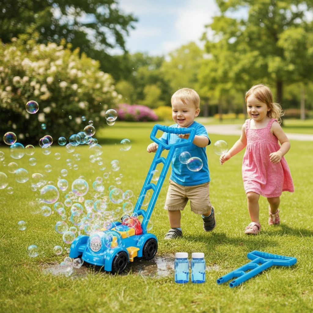 Toddler Lawn Mower Toy With Bubble Maker