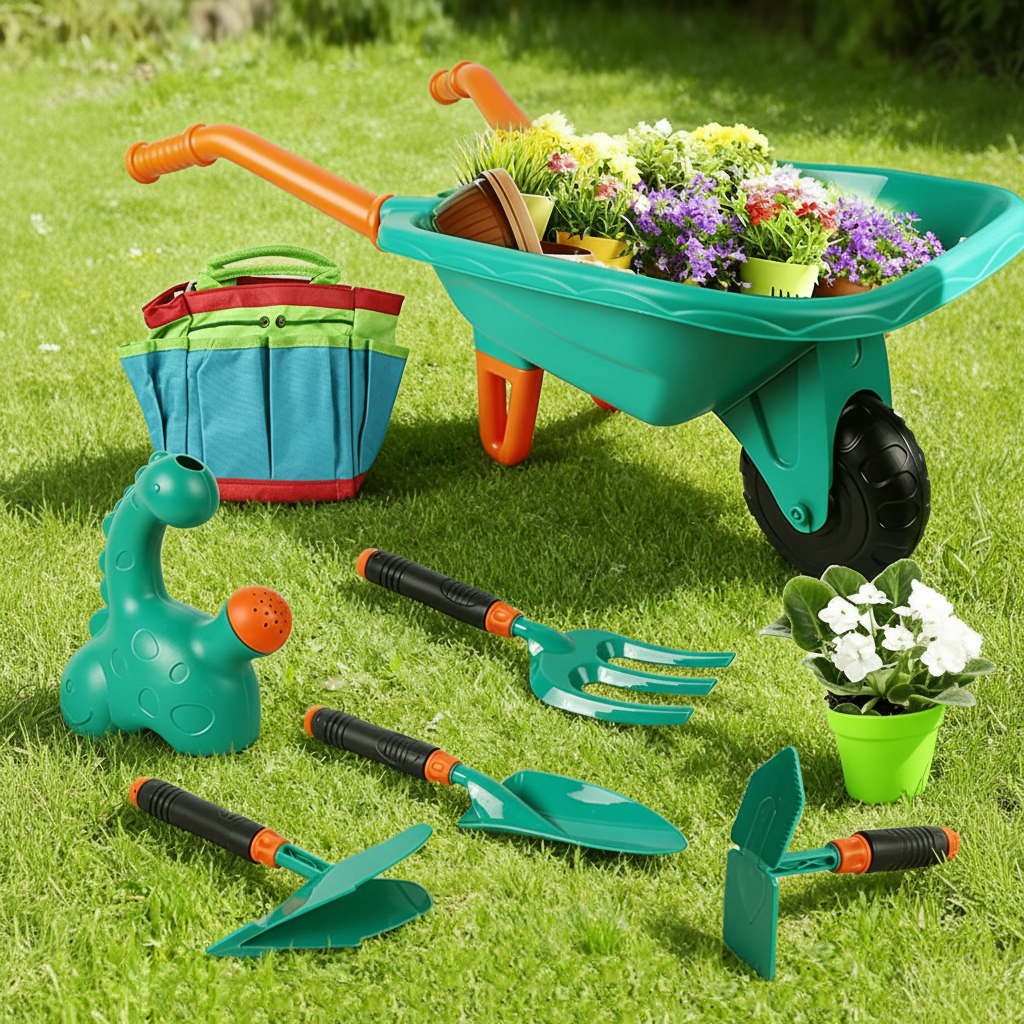 Kids Gardening Set With Wheelbarrow And Tools
