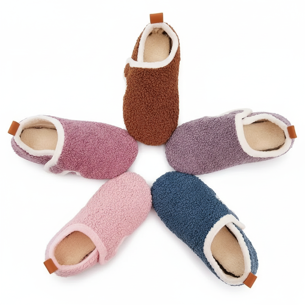 Girls Lightweight Floor Shoes With Faux Fur And Soft Sole