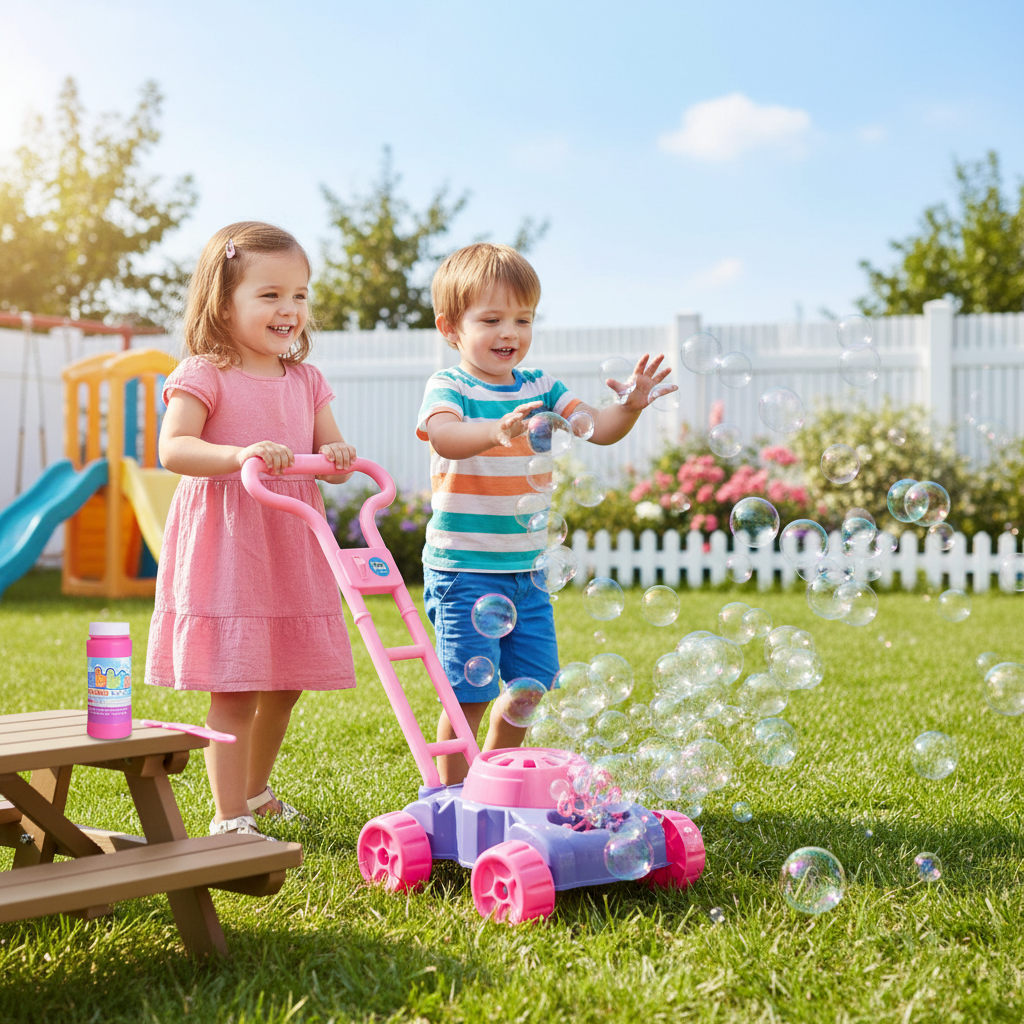 Toddler Lawn Mower Toy With Bubble Maker