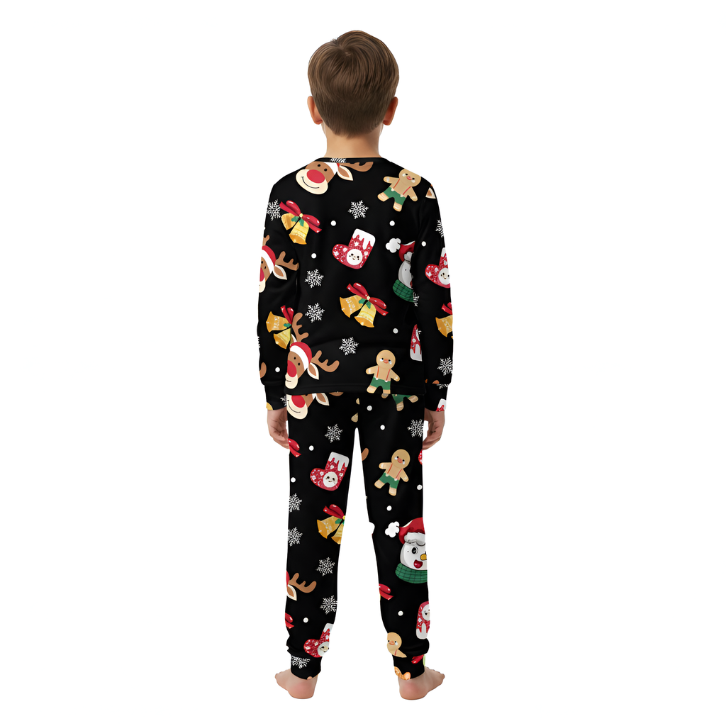 Christmas Reindeer And Snowman Printed Long Sleeve Outfit Set
