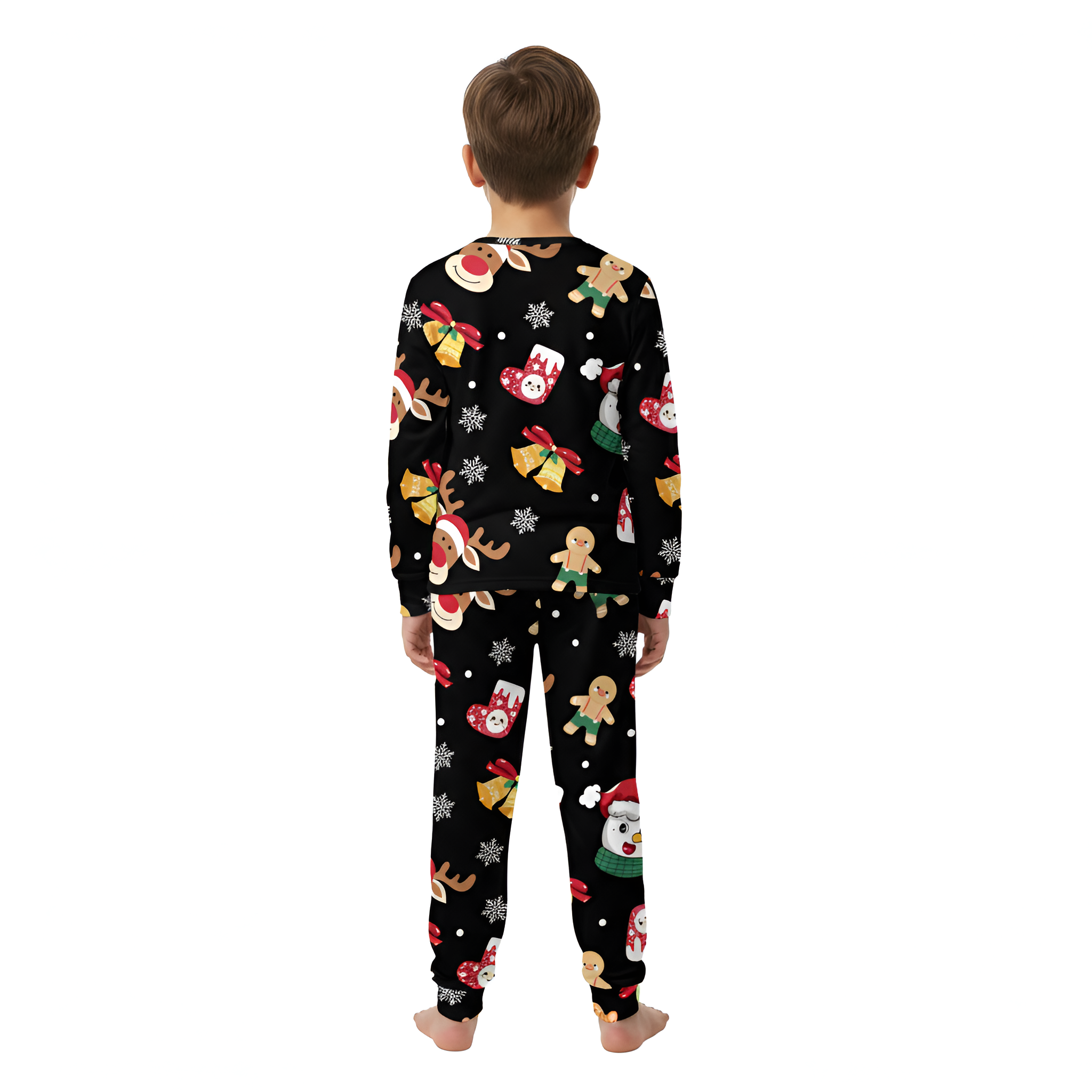 Christmas Reindeer And Snowman Printed Long Sleeve Outfit Set