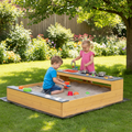 Kids Sandbox Outdoor Wooden Sandpit With Bottom Liner Creative Cooking Area