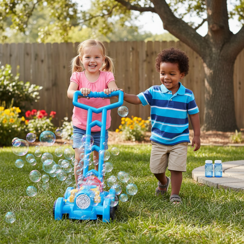 Toddler Lawn Mower Toy With Bubble Maker