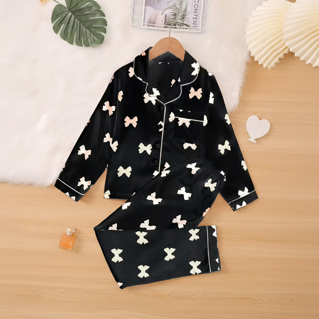 Kids Bowknot Print Pajama Set