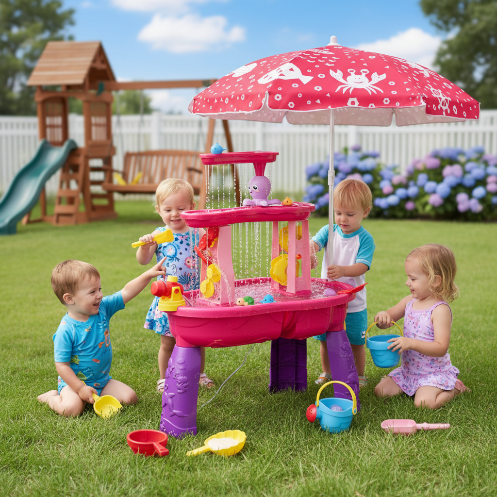 Toddlers Outdoor Splash Water Table With Sand Play Set