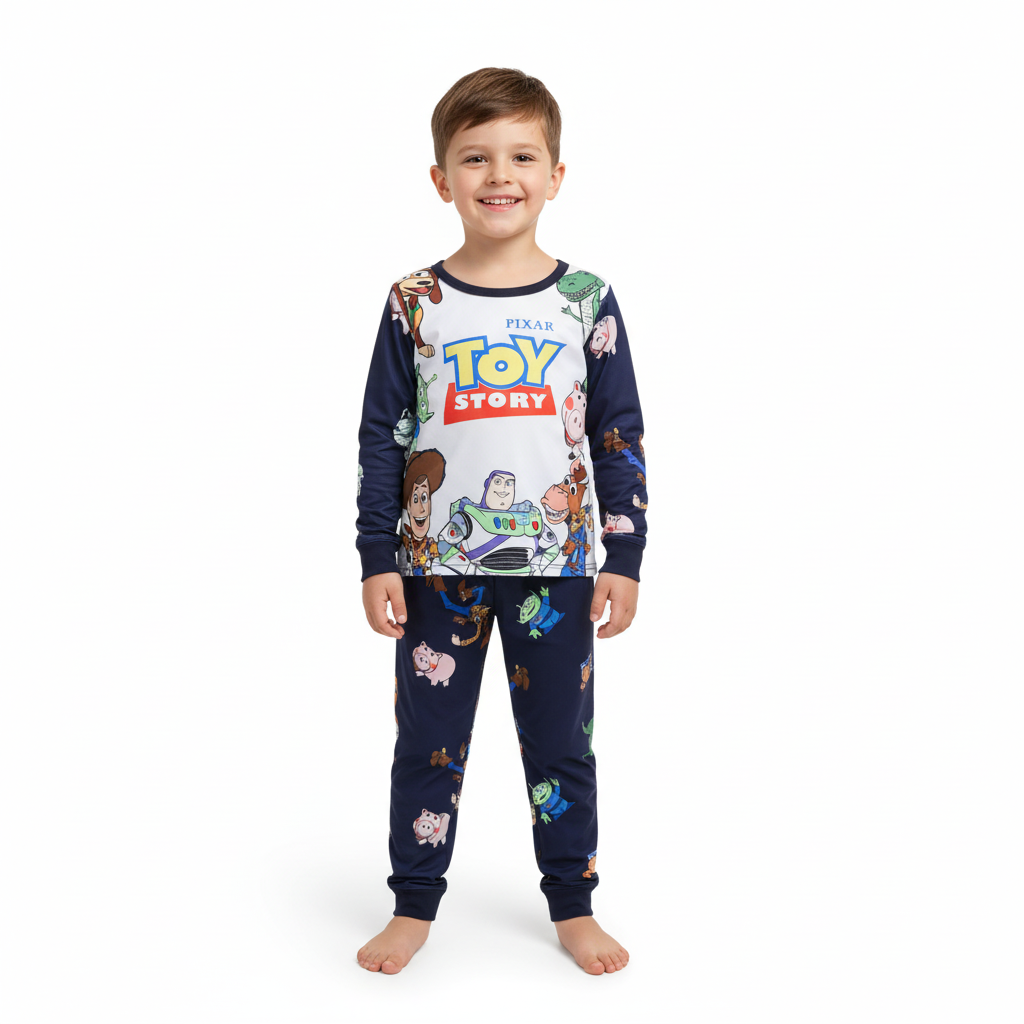 Kids Toy Story Pajama Set With Buzz Lightyear And Woody Print