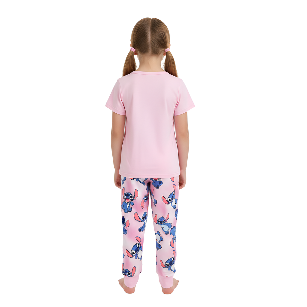 Stitch Character Short Sleeve Top And Pajama Set