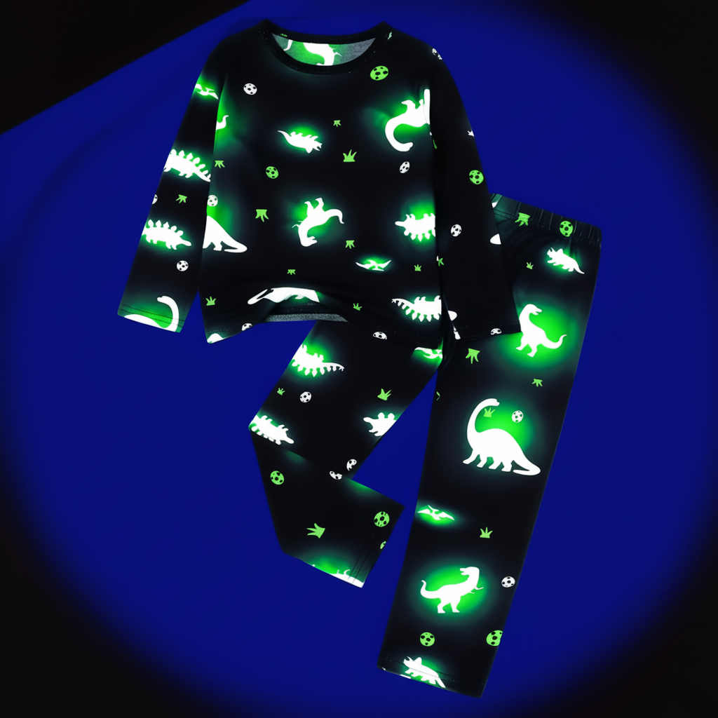 Boys Long Sleeve Dinosaur Print Pajama Set