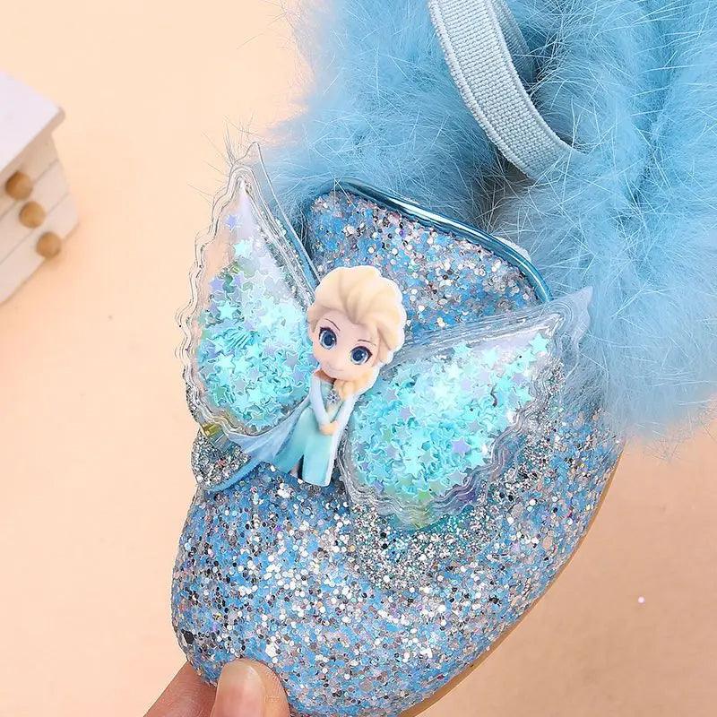 Girls Elsa Princess Shoes Winter Sequins Slip-On Frozen Shoes