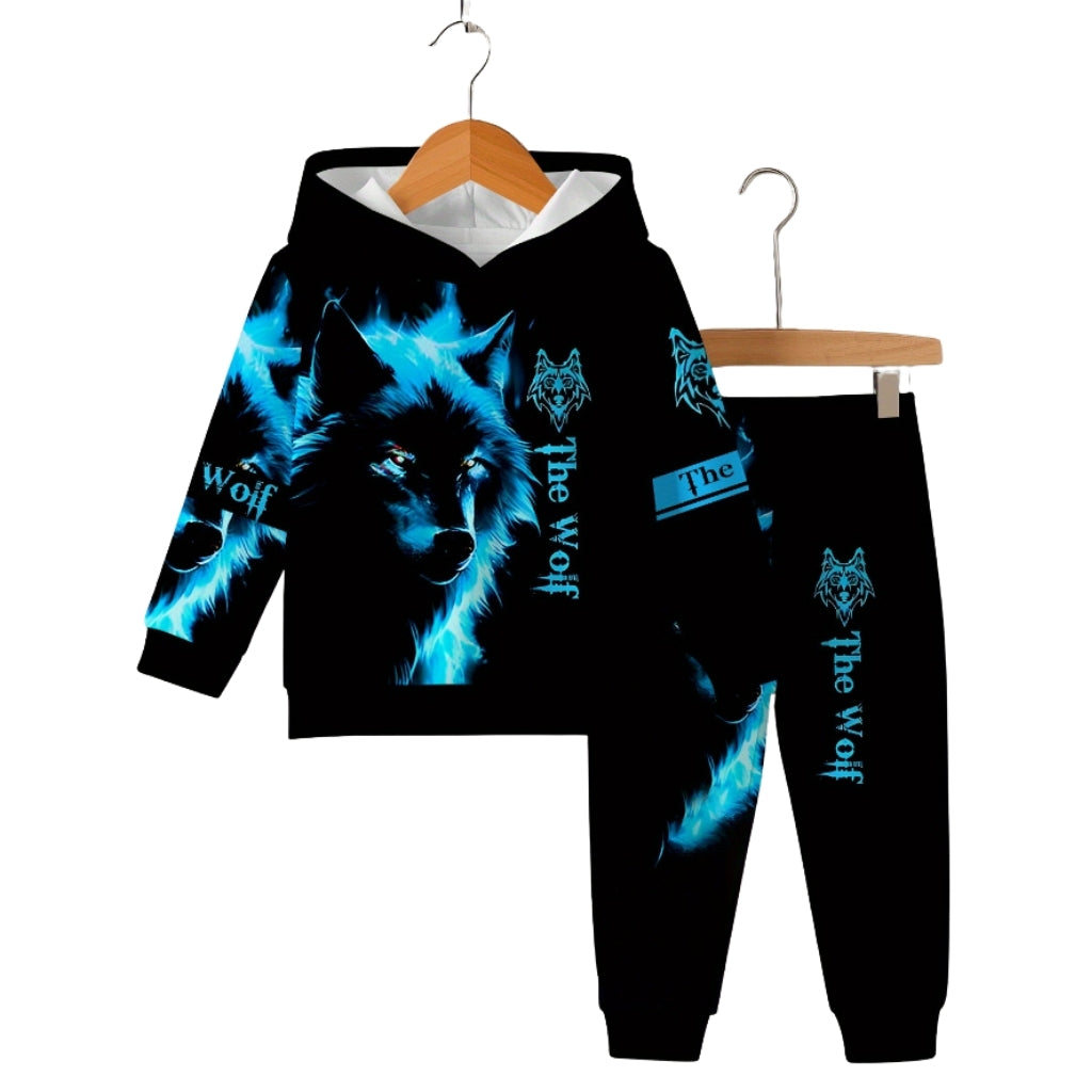 Boys And Girls Wolf King Theme Hooded Onesie