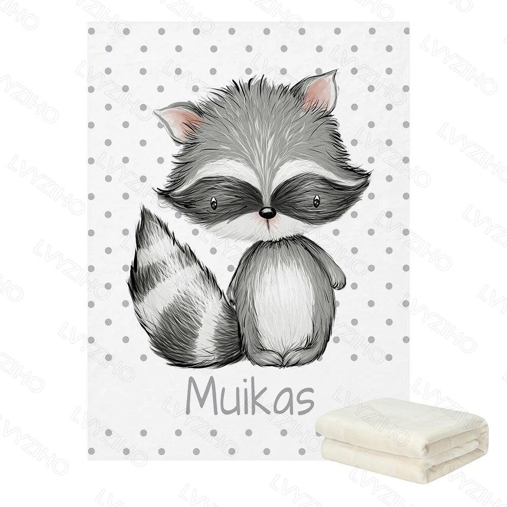 Woodland Animal Blanket Personalized Forest Baby Name Throw