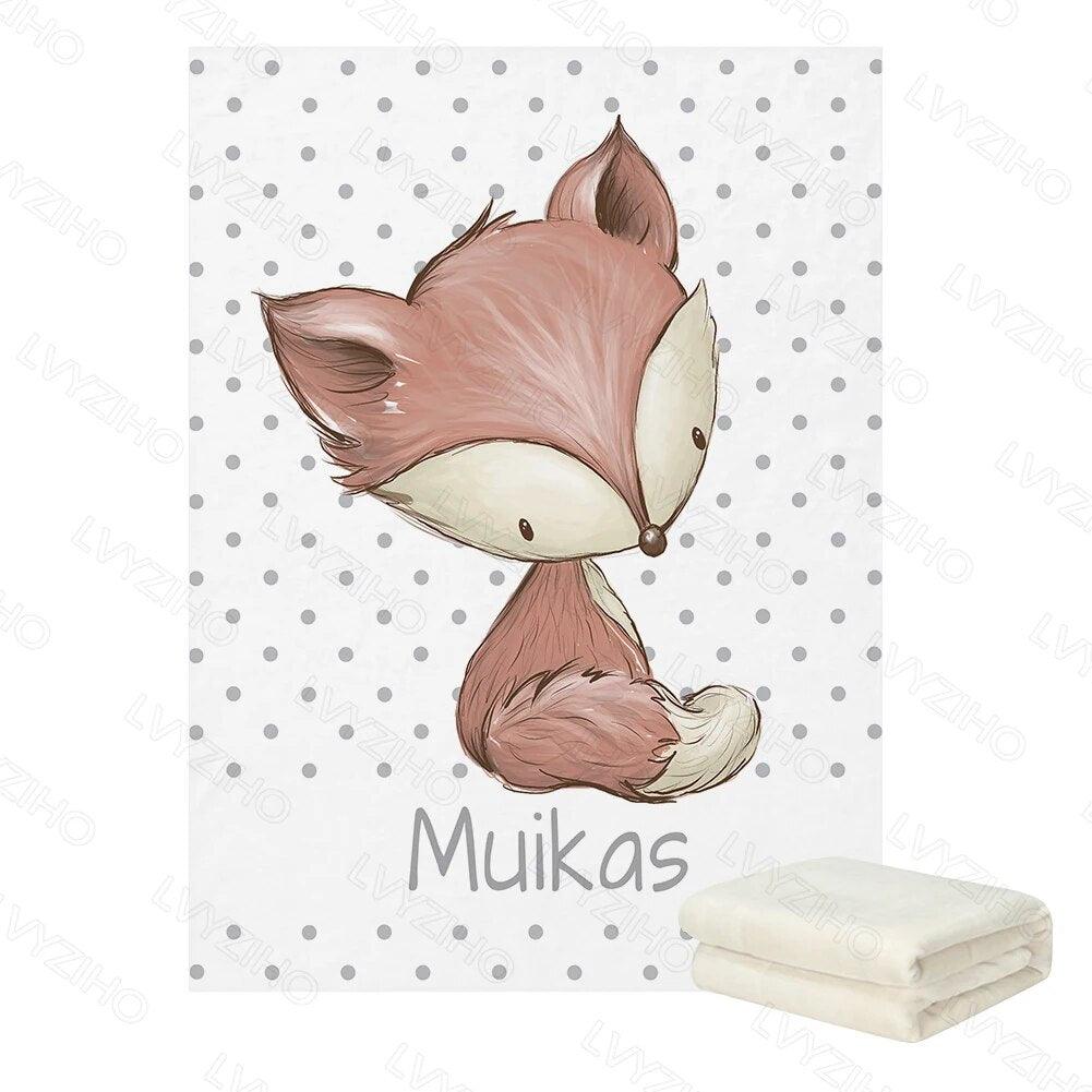Woodland Animal Blanket Personalized Forest Baby Name Throw
