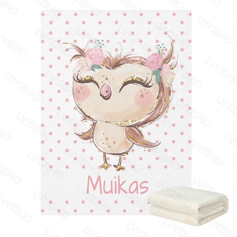 Woodland Animal Blanket Personalized Forest Baby Name Throw