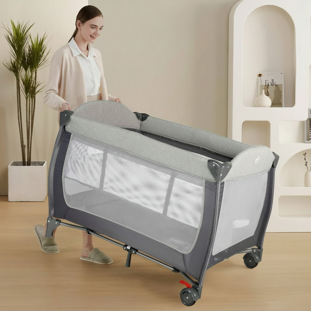 Babies 4 In 1 Portable Playard With Bassinet Changing Table And Storage Basket