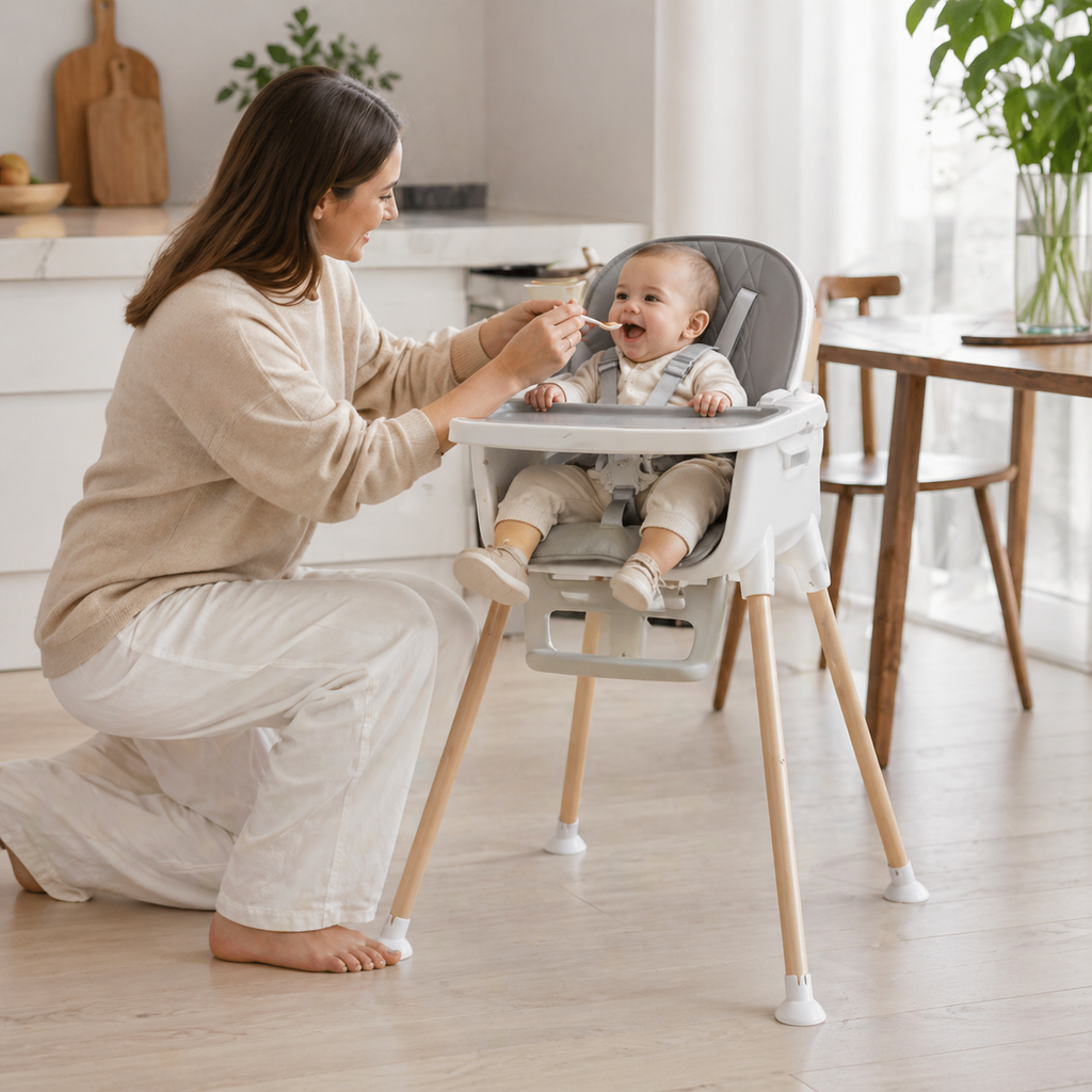 7 In 1 Foldable High Chair With Adjustable Height And Tray