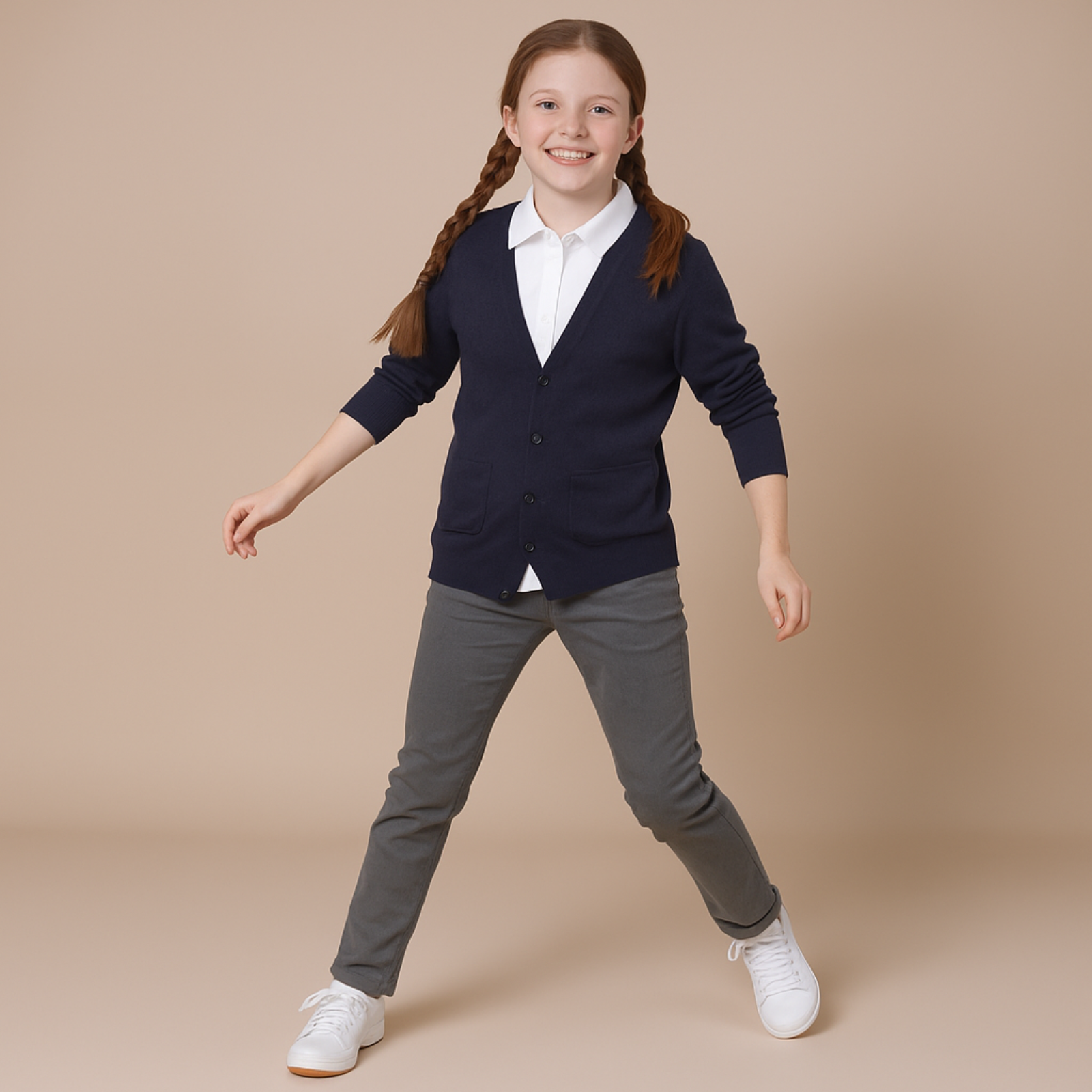 Girls And Toddlers Uniform Slim Fit Cardigan Sweater