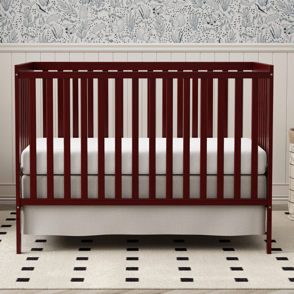 Babies 5 In 1 Convertible Crib Bed With Adjustable Mattress And Pinewood Frame