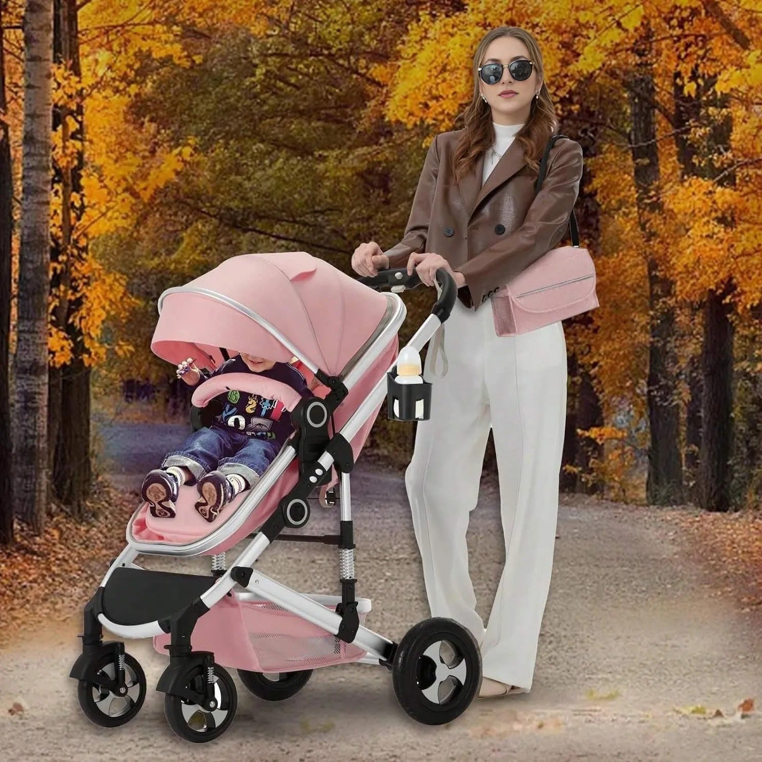 2 in 1 Convertible Infant Stroller With Folding High Landscape