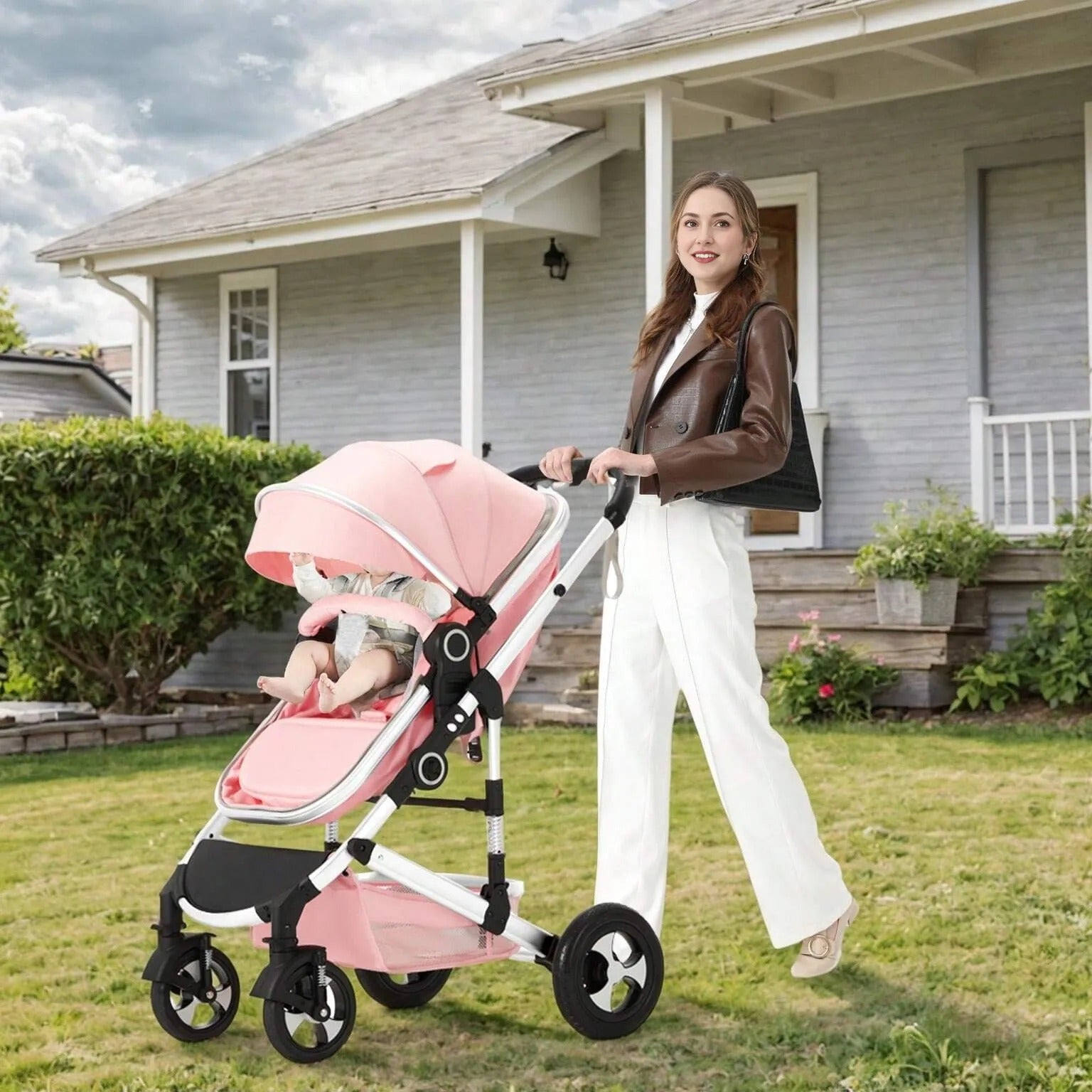 2 in 1 Convertible Infant Stroller With Folding High Landscape