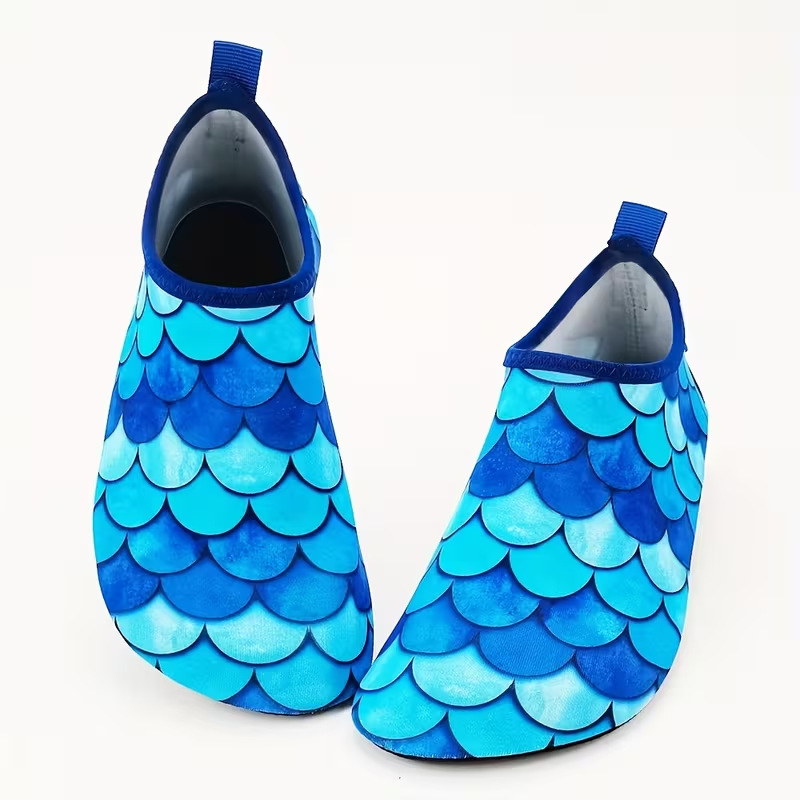 Kids Fish Scale Print Casual Slip On Water Shoes