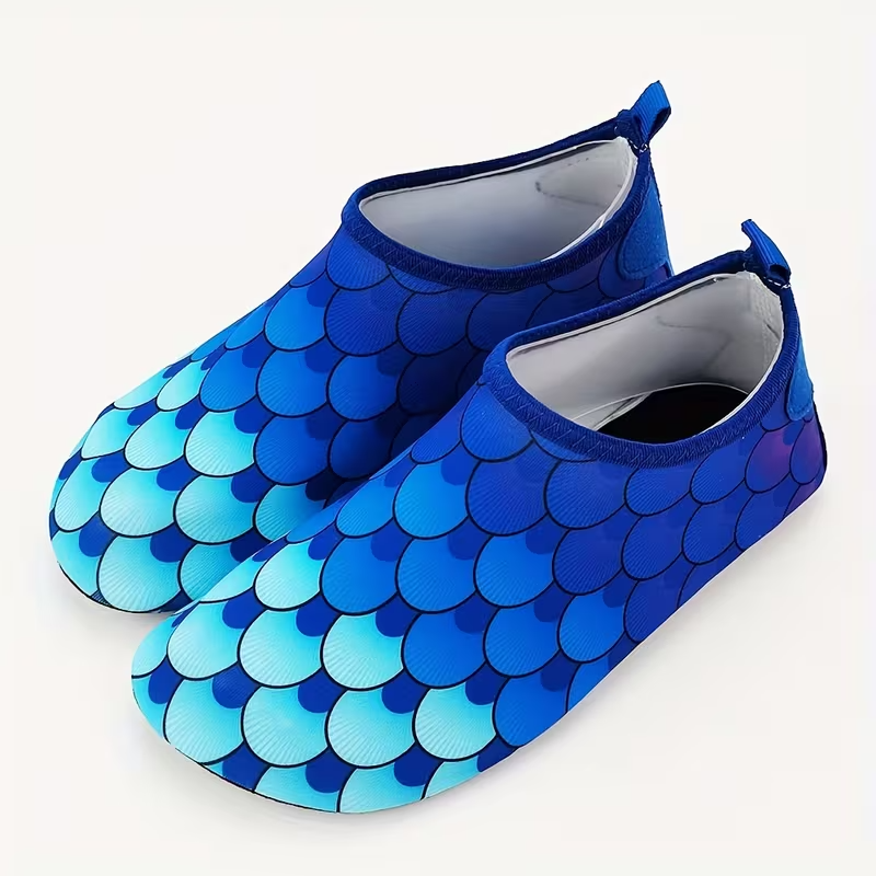 Kids Fish Scale Print Casual Slip On Water Shoes
