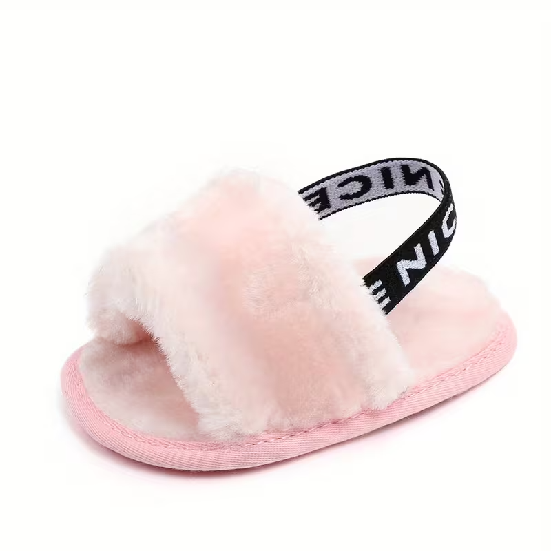 Soft Plush Slip On Indoor Baby Slippers