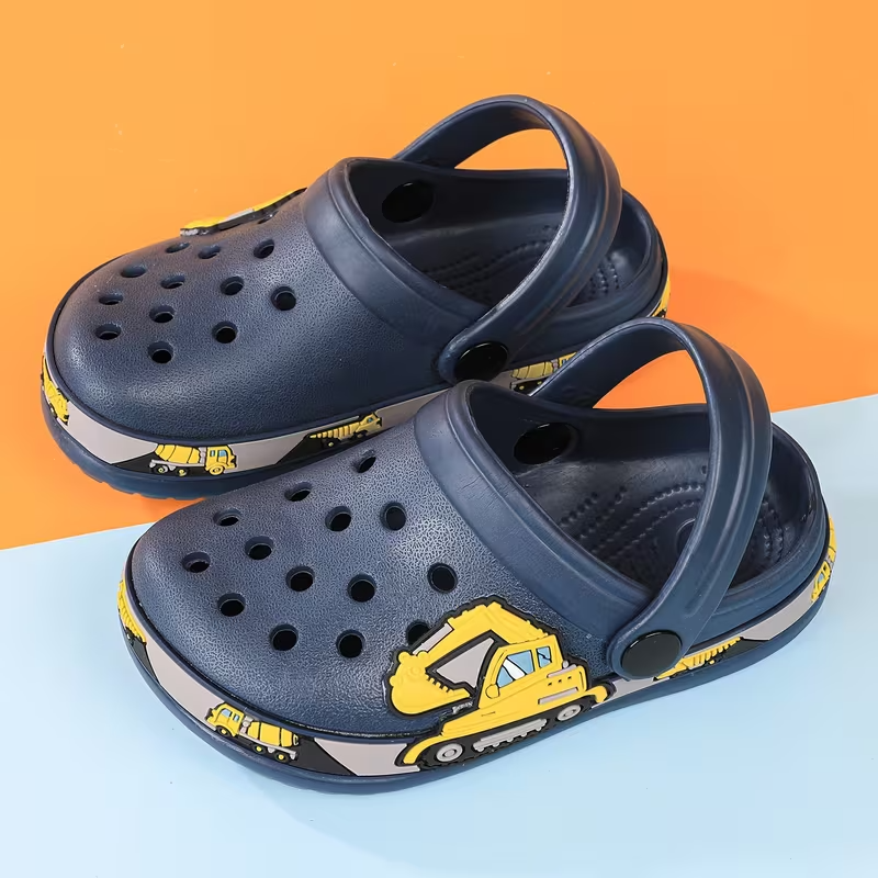 Kids Cartoon Design Garden Shoes With Buckle Closure