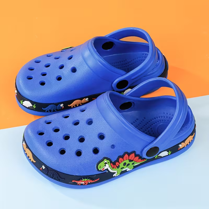 Kids Cartoon Design Garden Shoes With Buckle Closure