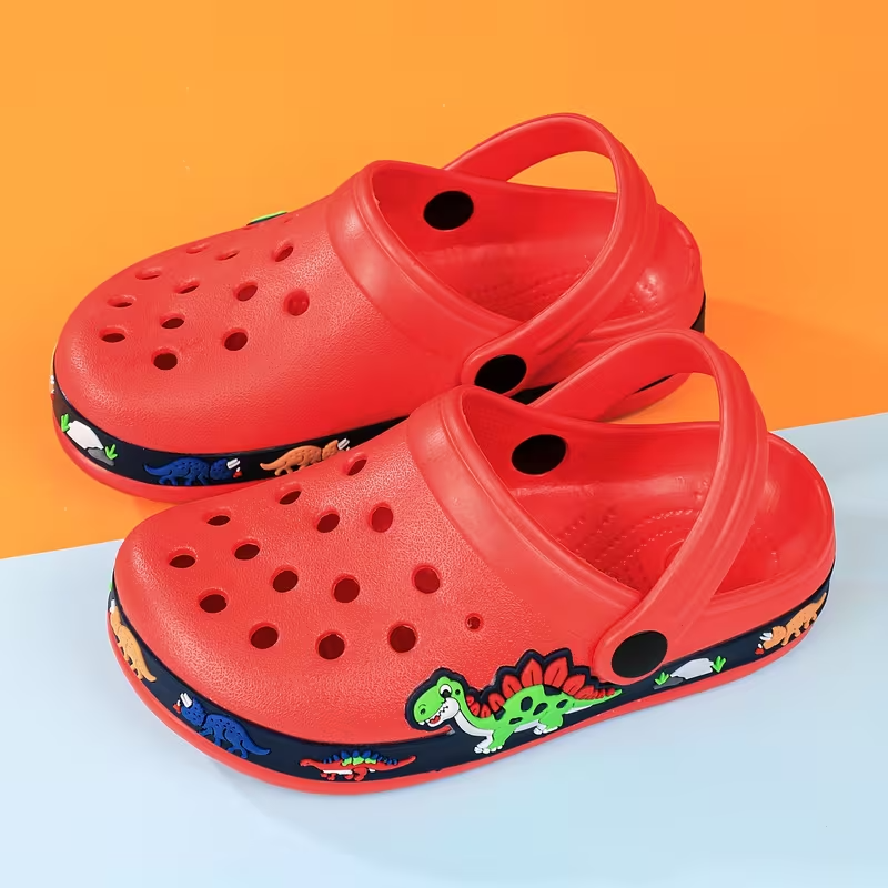 Kids Cartoon Design Garden Shoes With Buckle Closure